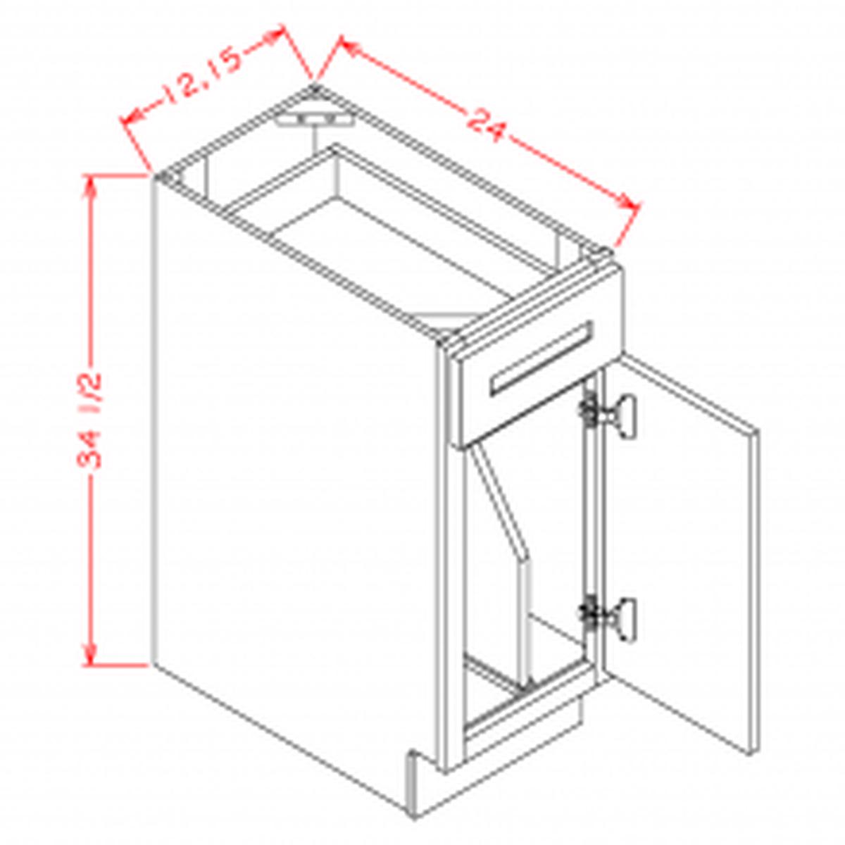 Slim Shaker White 18′ Base Cabinet w/ Tray Dividers