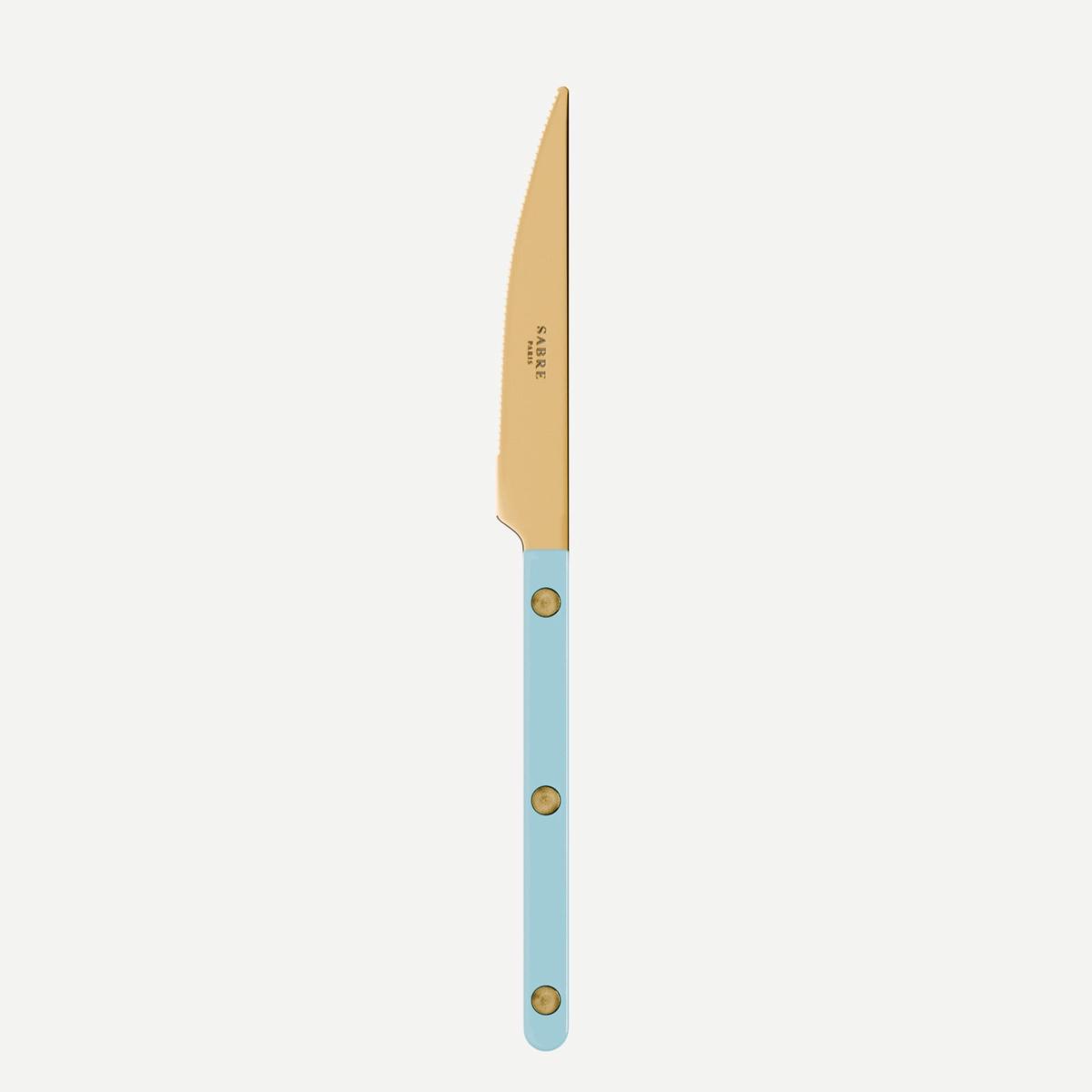 Bistrot Gold color Solid, Pastel blue – Dessert knife