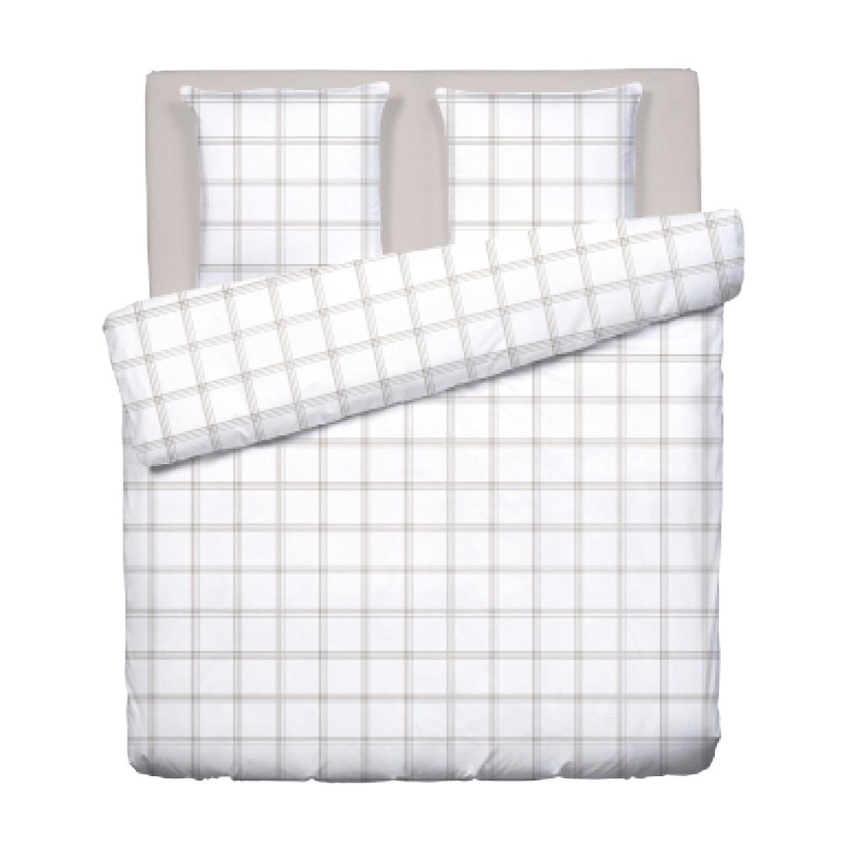 Duvet cover + pillowcase(s) cotton satin – Aaron Taupe – 260 x 240 cm + 2 x (63 x 63 cm)