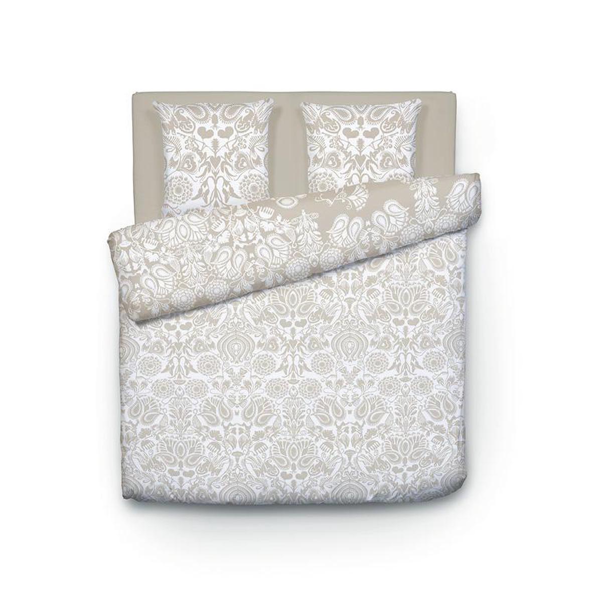 Duvet cover + pillowcase(s) cotton satin – Love Stories Beige – 250 x 200 cm + 2 x (50 x 80 cm)