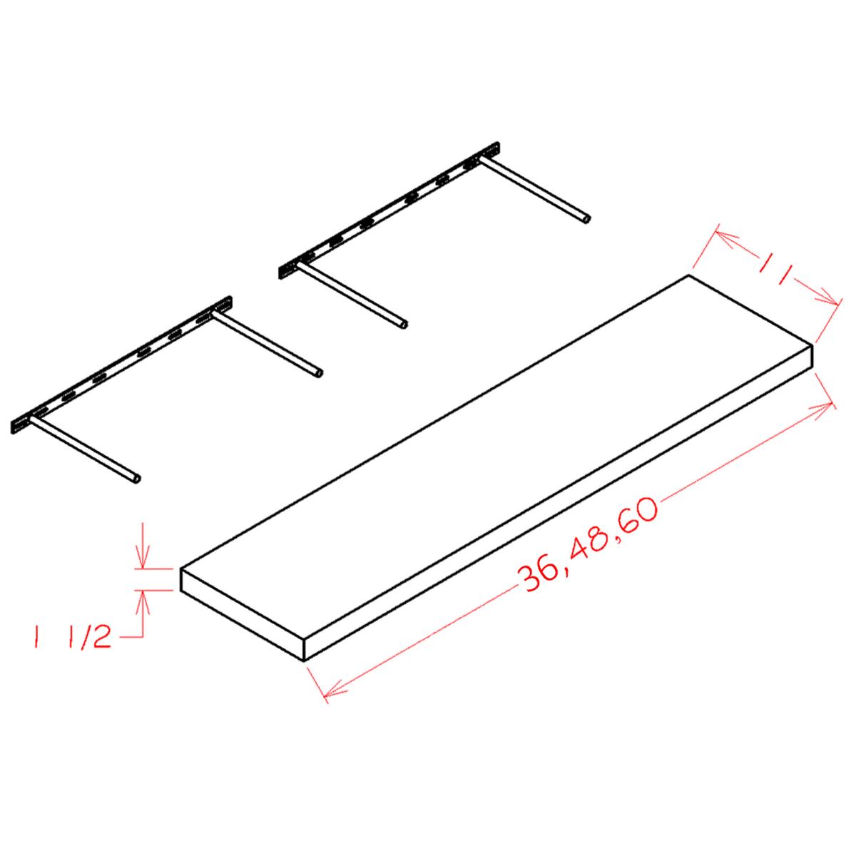 English Sage 60″ Floating Shelf Pre-Assembled