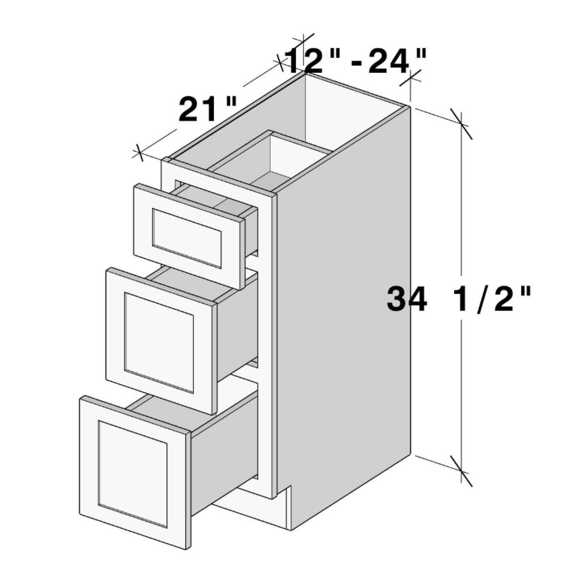 Graphite Shaker 3 Drawers Vanity Base W15″ X H34.5″ X D21″