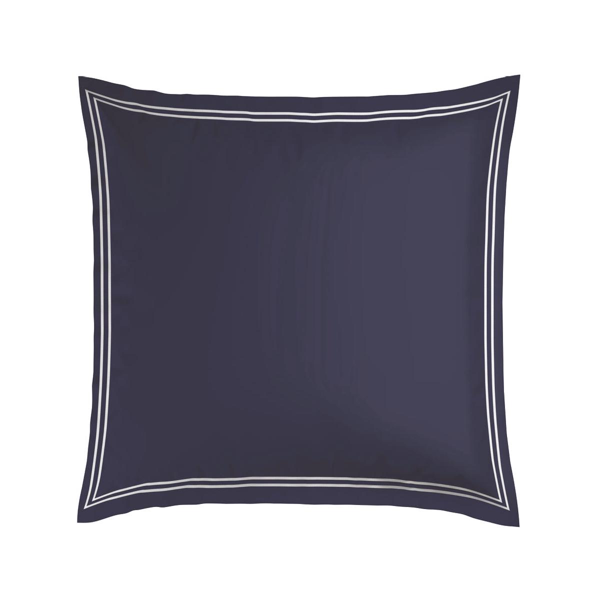 Pillowcase(s) cotton satin – Bastia White / Dark blue – 2 x (63 x 63 cm)