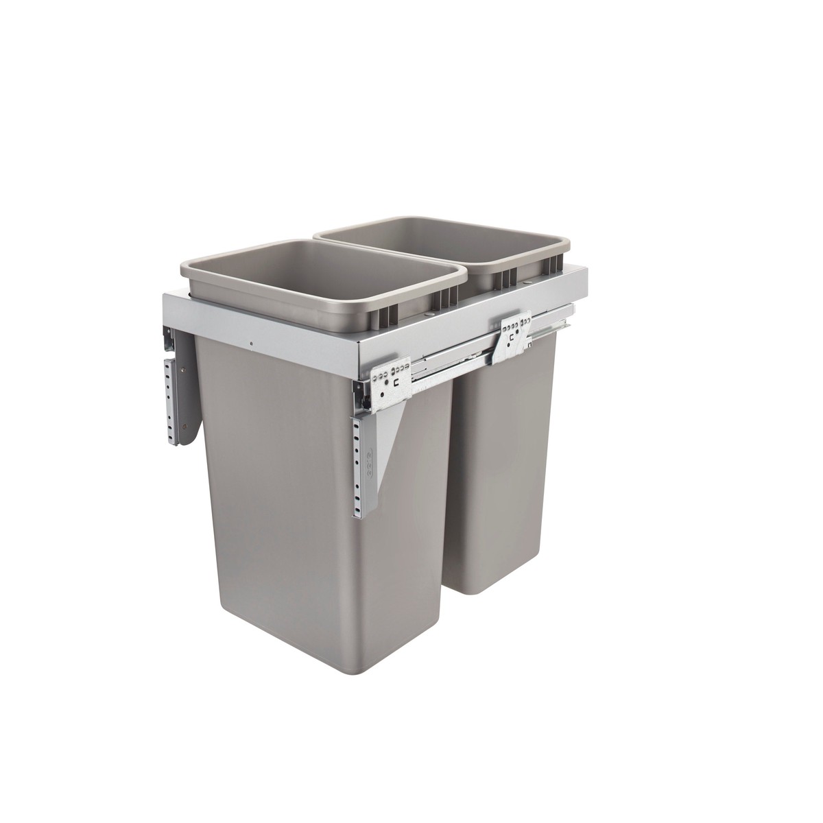 Rev-A-Shelf 50-Quart Plastic Soft-Close Dual Pull-Out Trash Can, Gray