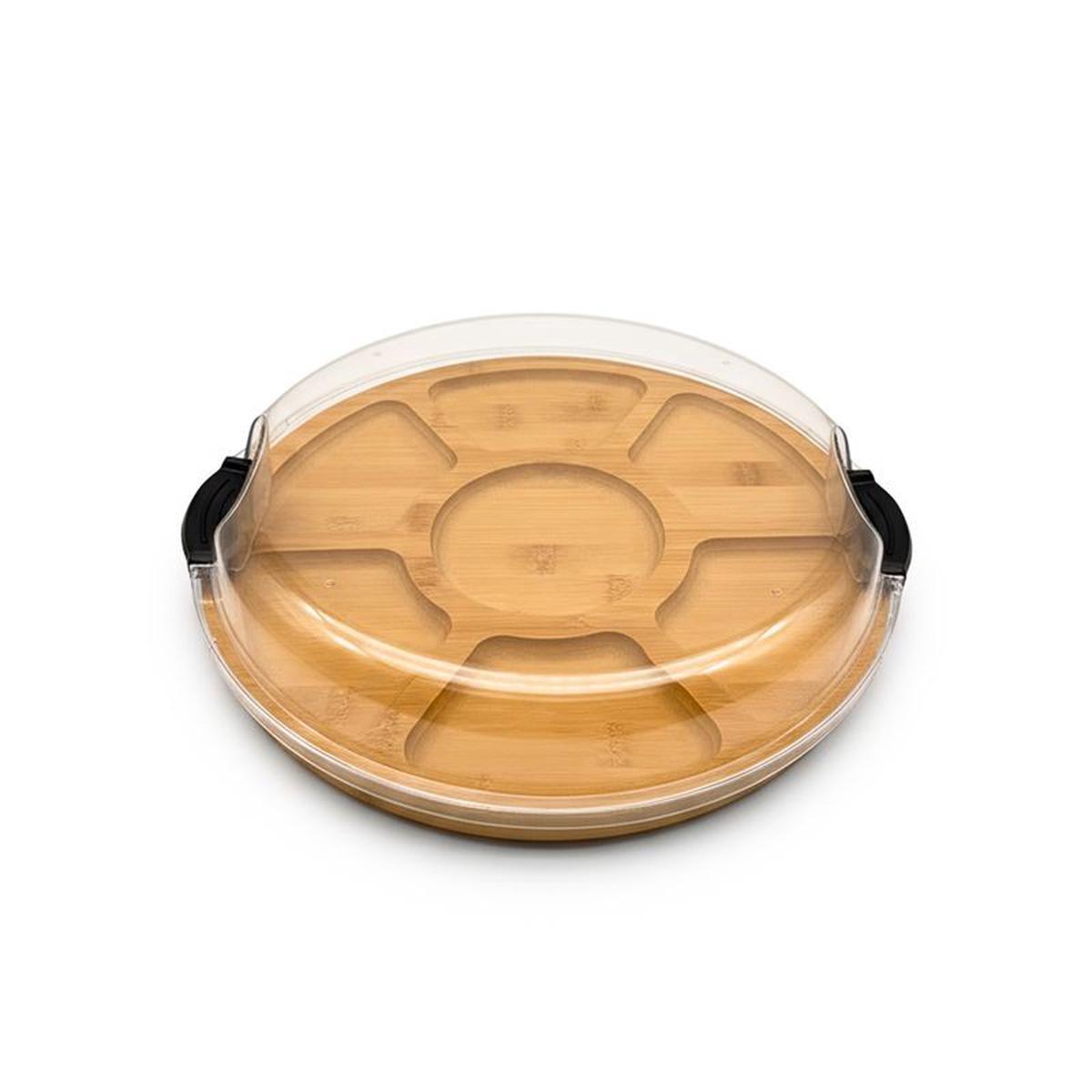 Round Bamboo Chip and Dip With PS Lid 35.5×35.5×8.5cm