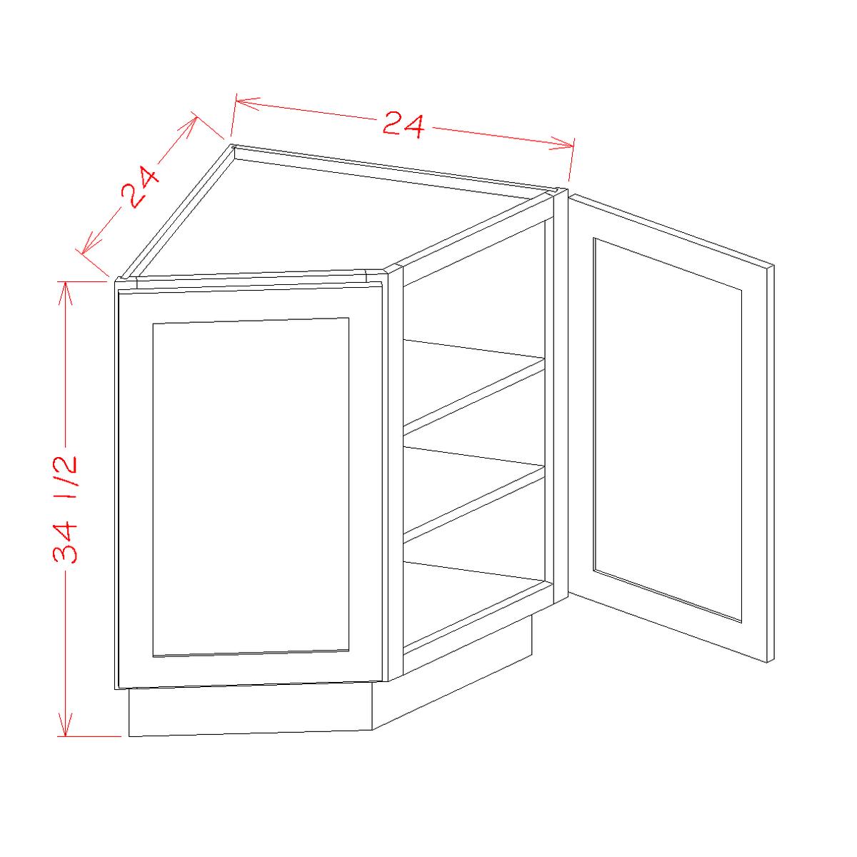 Rustic Shaker Slab 24″ Angle Base Cabinet