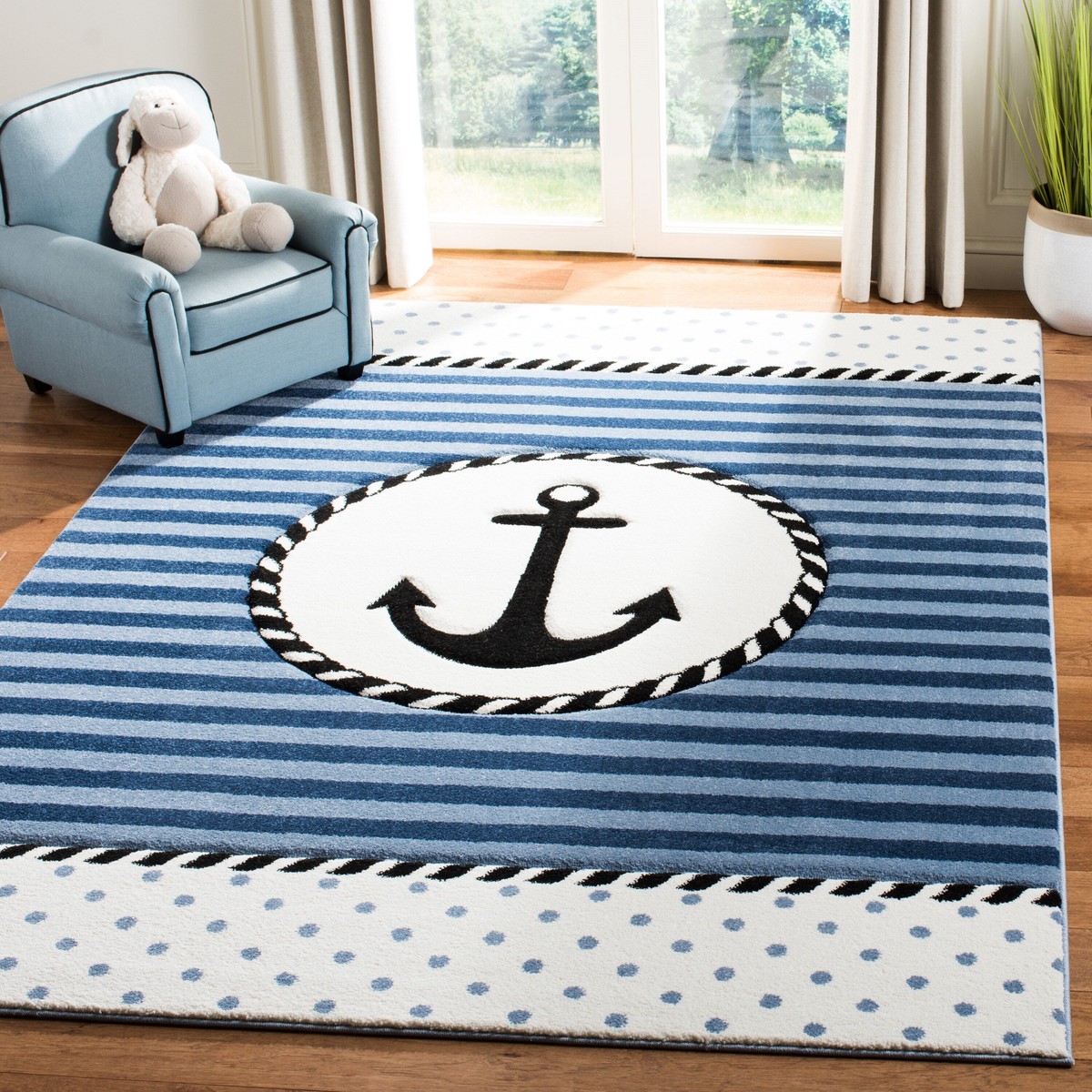 Safavieh Carousel Kids Anchor 3 x 5 Navy/Ivory Indoor Kids Throw Rug