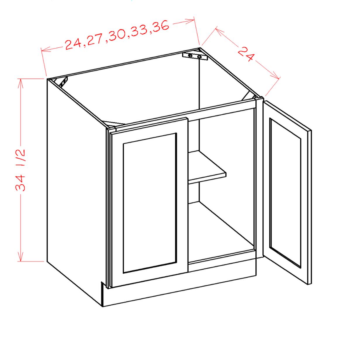 Shaker Cinder 33″ Full Height Door Base Cabinet Pre-Assembled