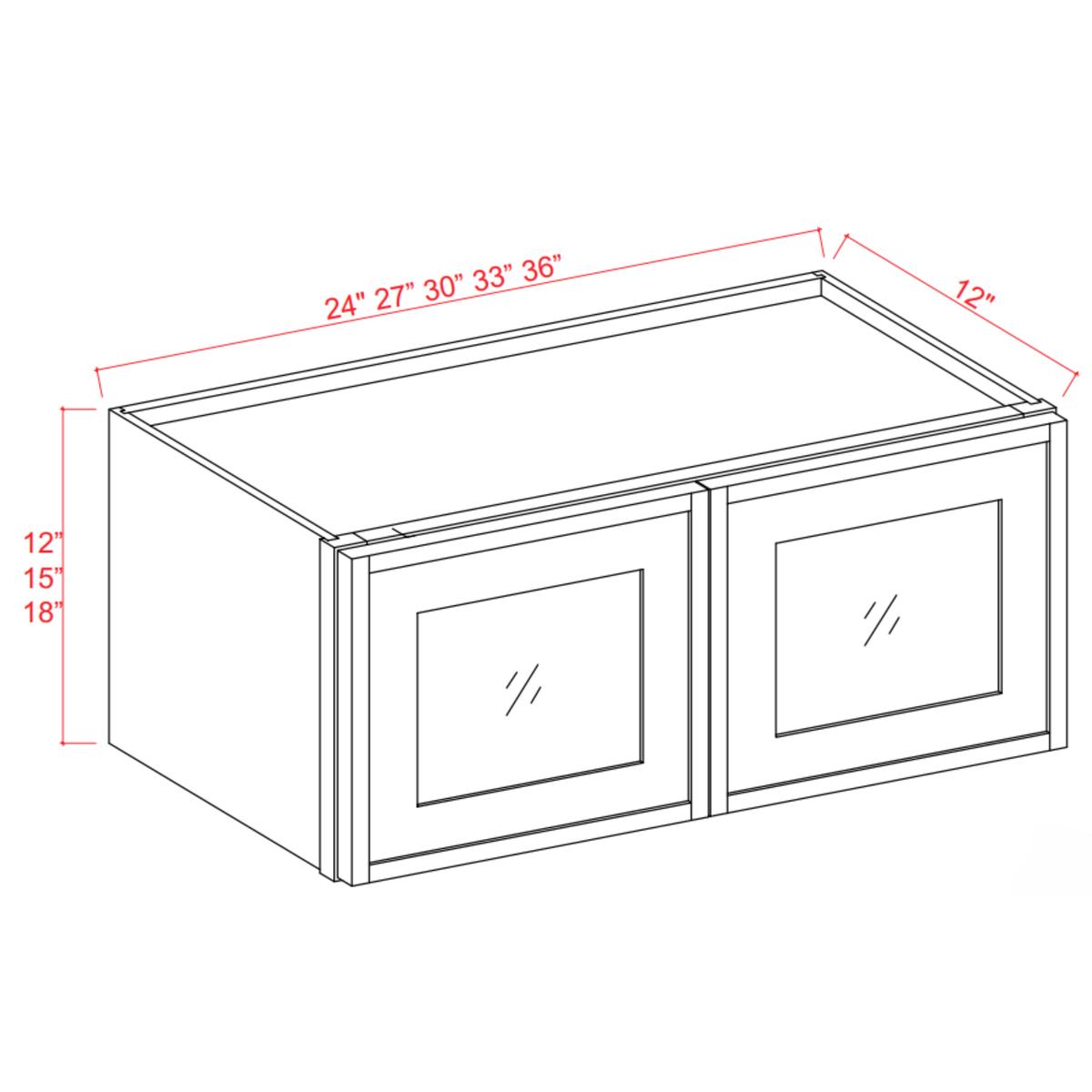 Slim Shaker White Dove Wall Glass Door Cabinet – 36″W x 15″H x 12″D – 2D Pre-Assembled
