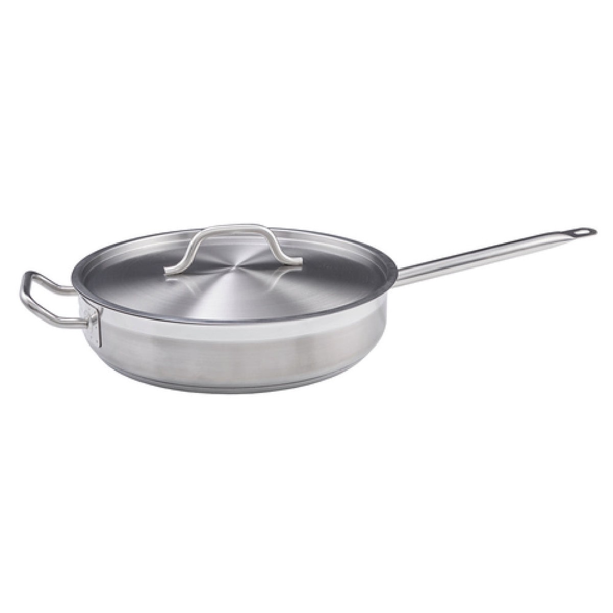Winco SSET-5 5 Quart Induction Saut Pan with Cover Riveted Handle