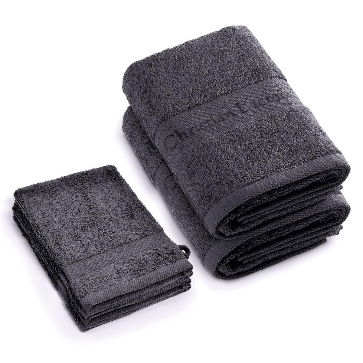 Complete bath linen set combed cotton – Azur – 6 pieces – Dark grey