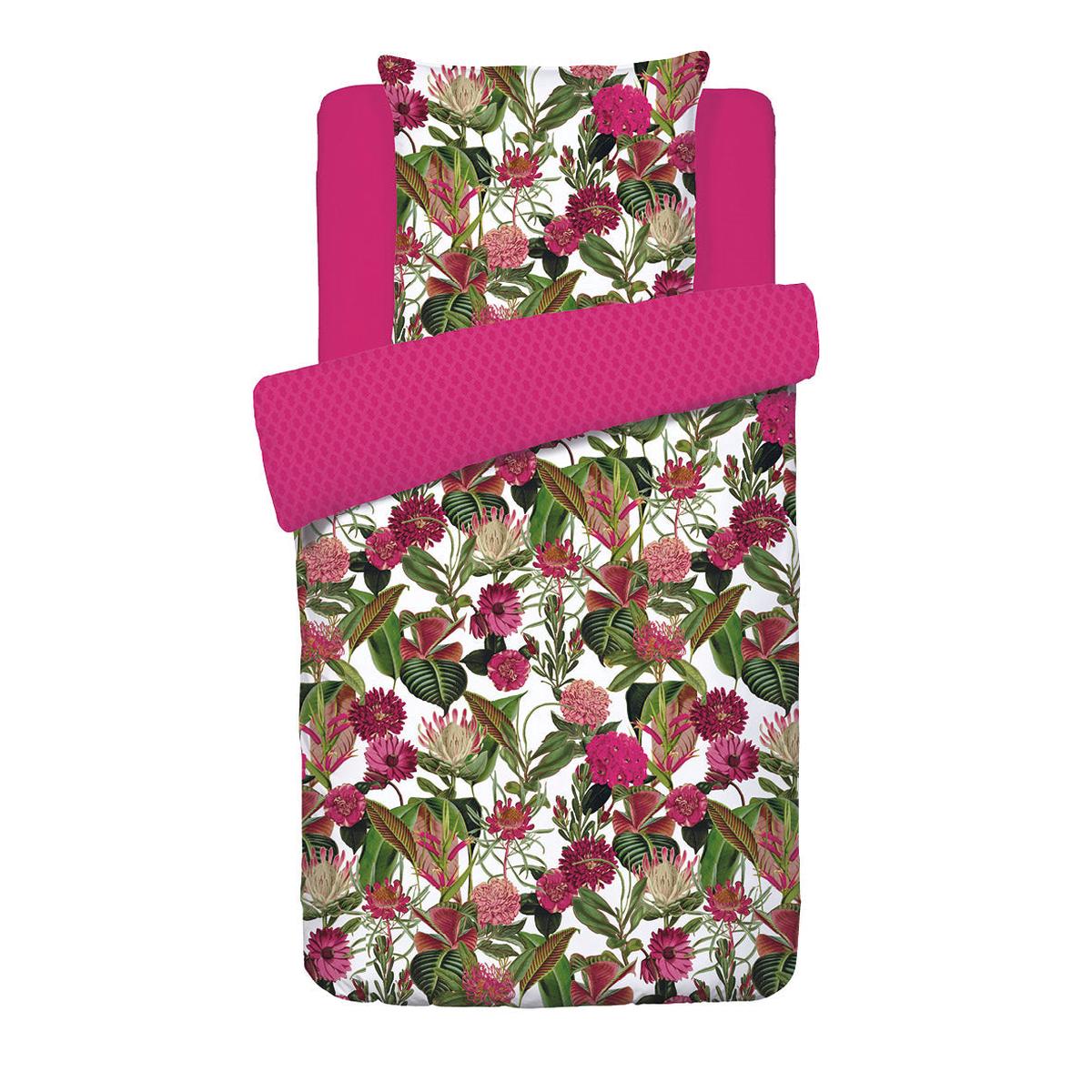 Duvet cover + pillowcase(s) cotton satin – Garden Fuchsia – 140 x 200 cm + 63 x 63 cm