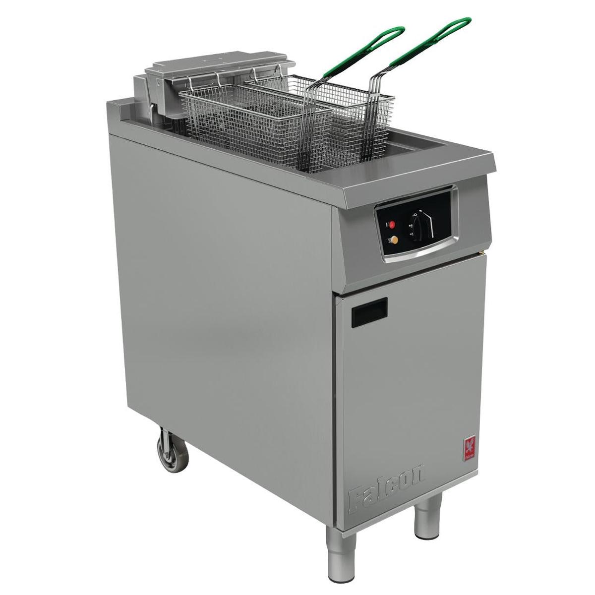 Falcon 400 Series Single Pan Twin Basket Electric Fryer with Filtration & Fryer Angel – FW750