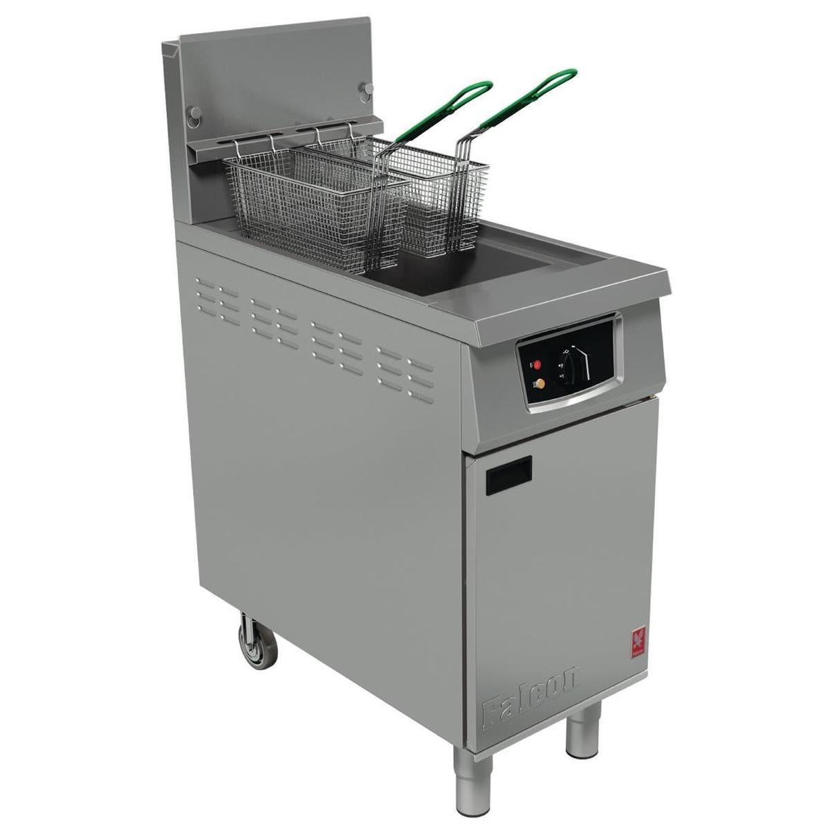 Falcon 400 Series Single Pan Twin Basket Gas Fryer with Filtration & Fryer Angel Natural Gas – FW751-N