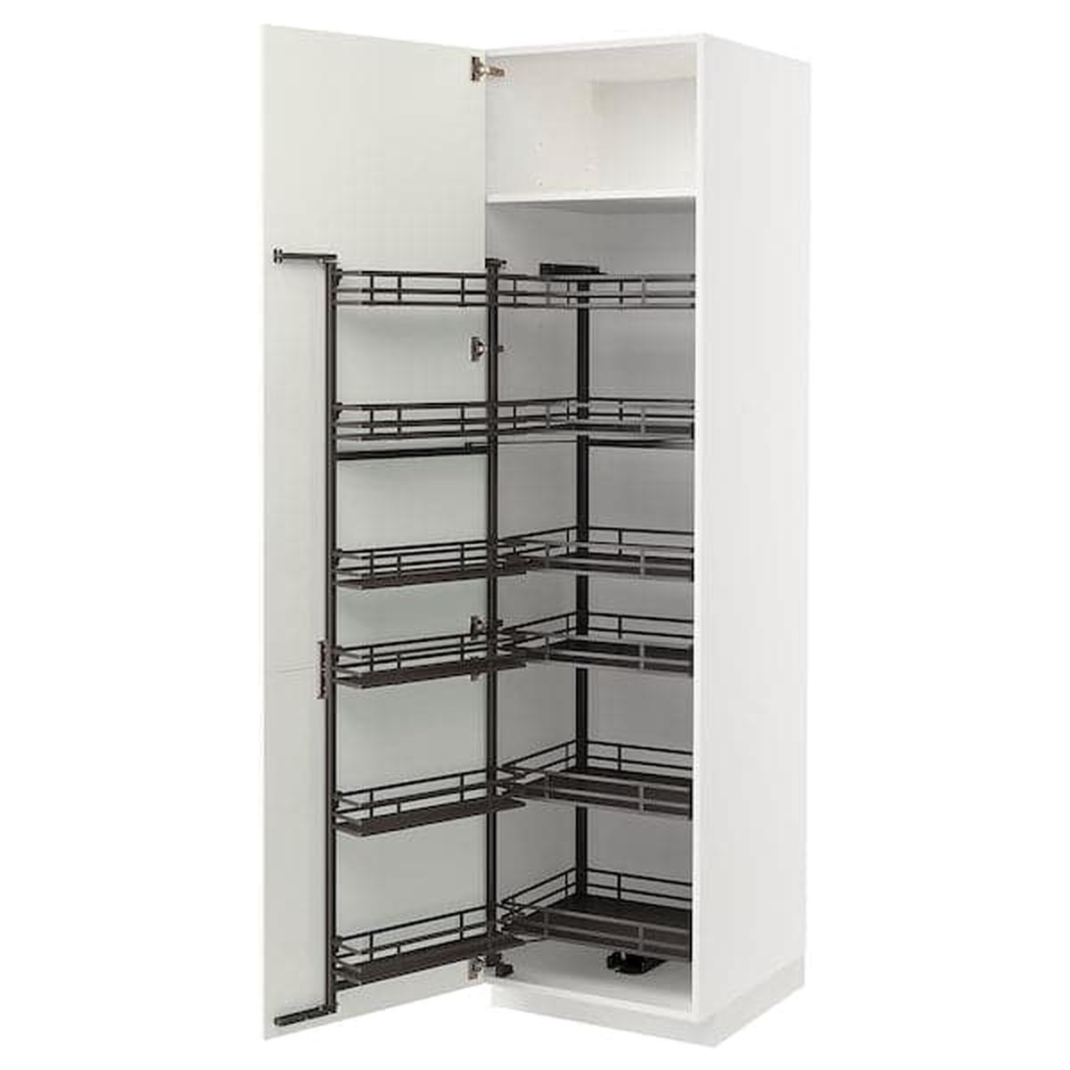 METOD high cabinet with pull-out larder, white/Havstorp beige, 60x60x220 cm