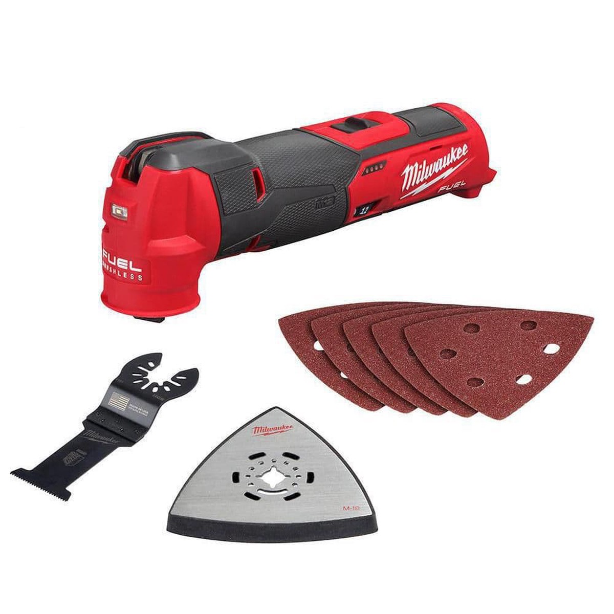 Milwaukee M12 FUEL 12V LithiumIon Cordless Oscillating MultiTool (ToolOnly) + 8Piece Blade/Sanding Set