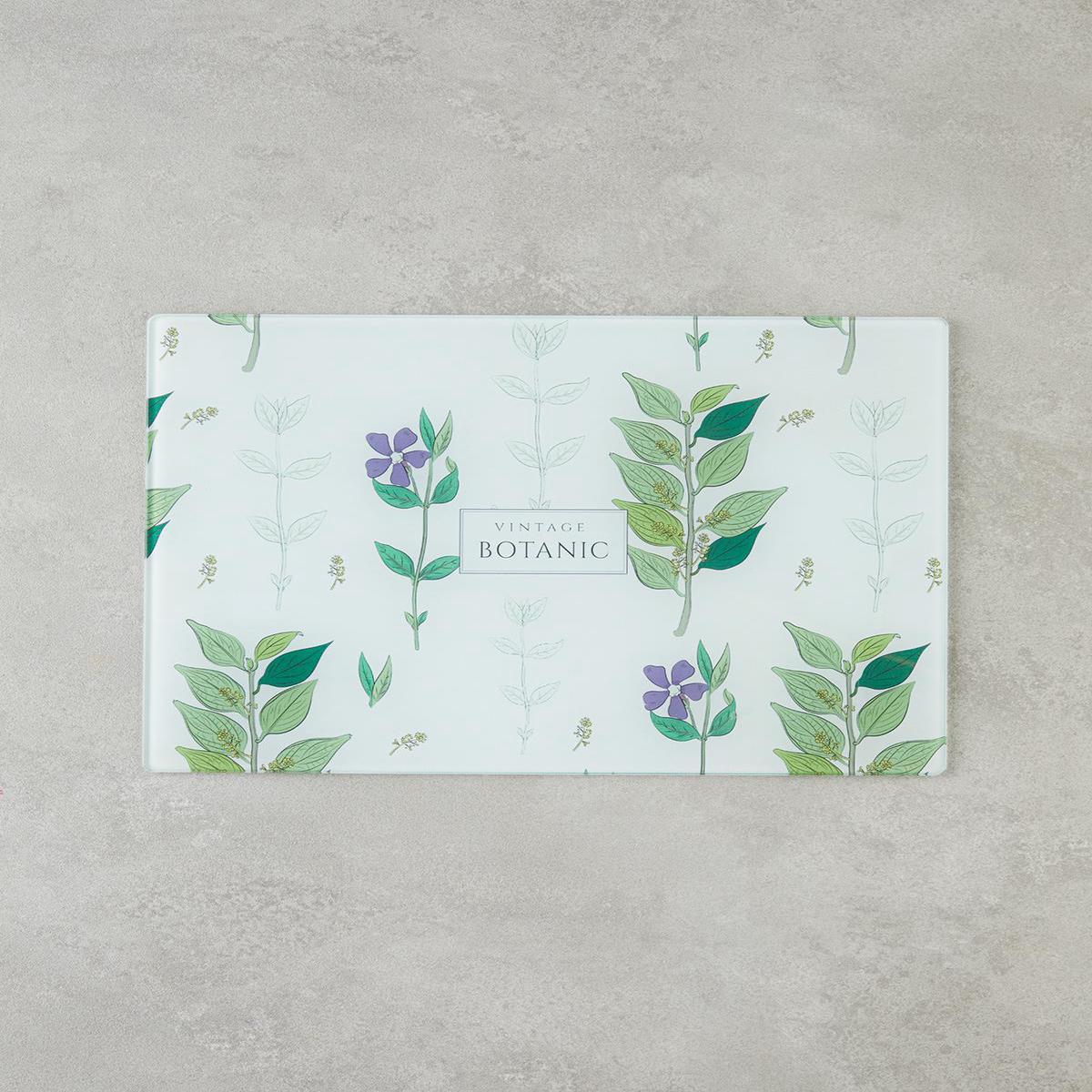 Premium Botanic Print Glass Cutting Board   Durable Kitchen Prep Surface