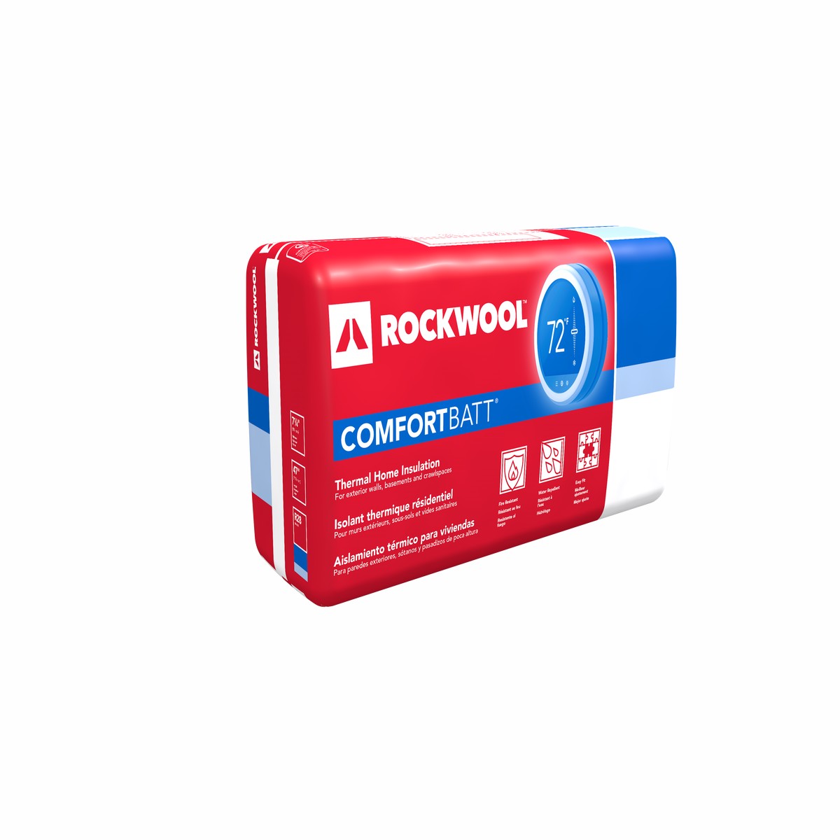 ROCKWOOL Comfortbatt R-15 Unfaced Mineral Wool Batt Insulation, 3-1/2 in x 23 in x 47 in (60.06 sq ft)