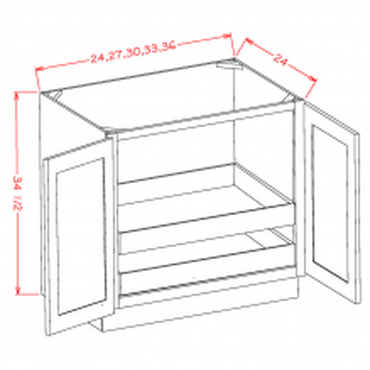Shaker White 36″ Full Height Door Base Cabinet w/ 2 Rollout Shelves Pre-Assembled