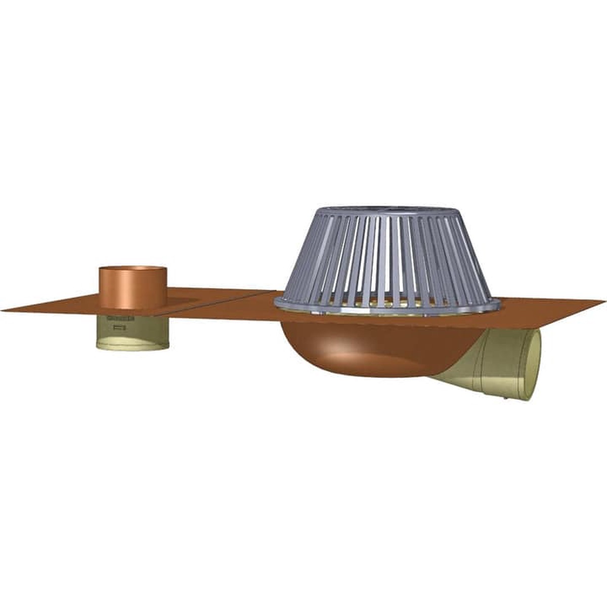 Thunderbird Copper Drain Side with Overflow 3″