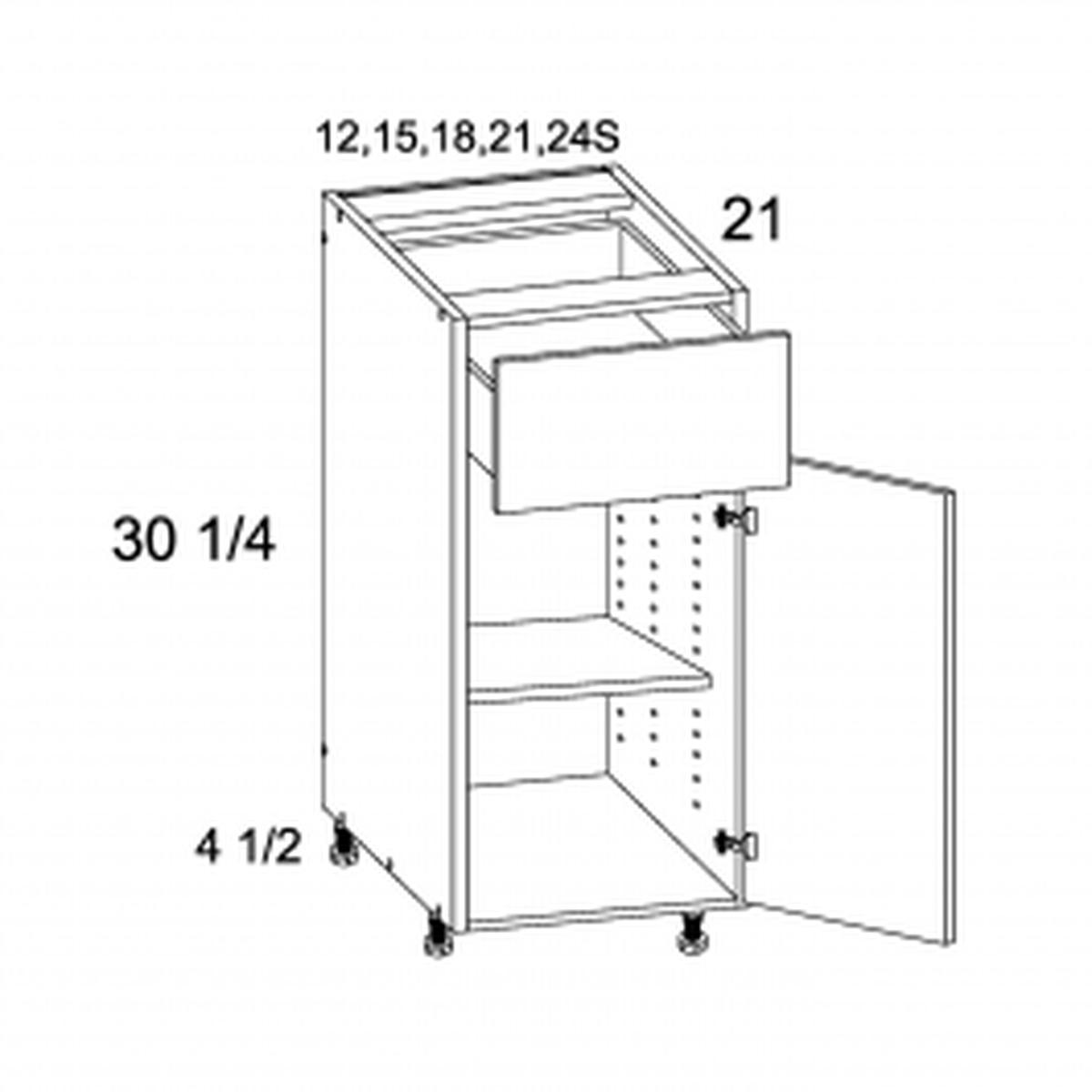 Torino White Pine 18″ One Drawer One Door Vanity Base