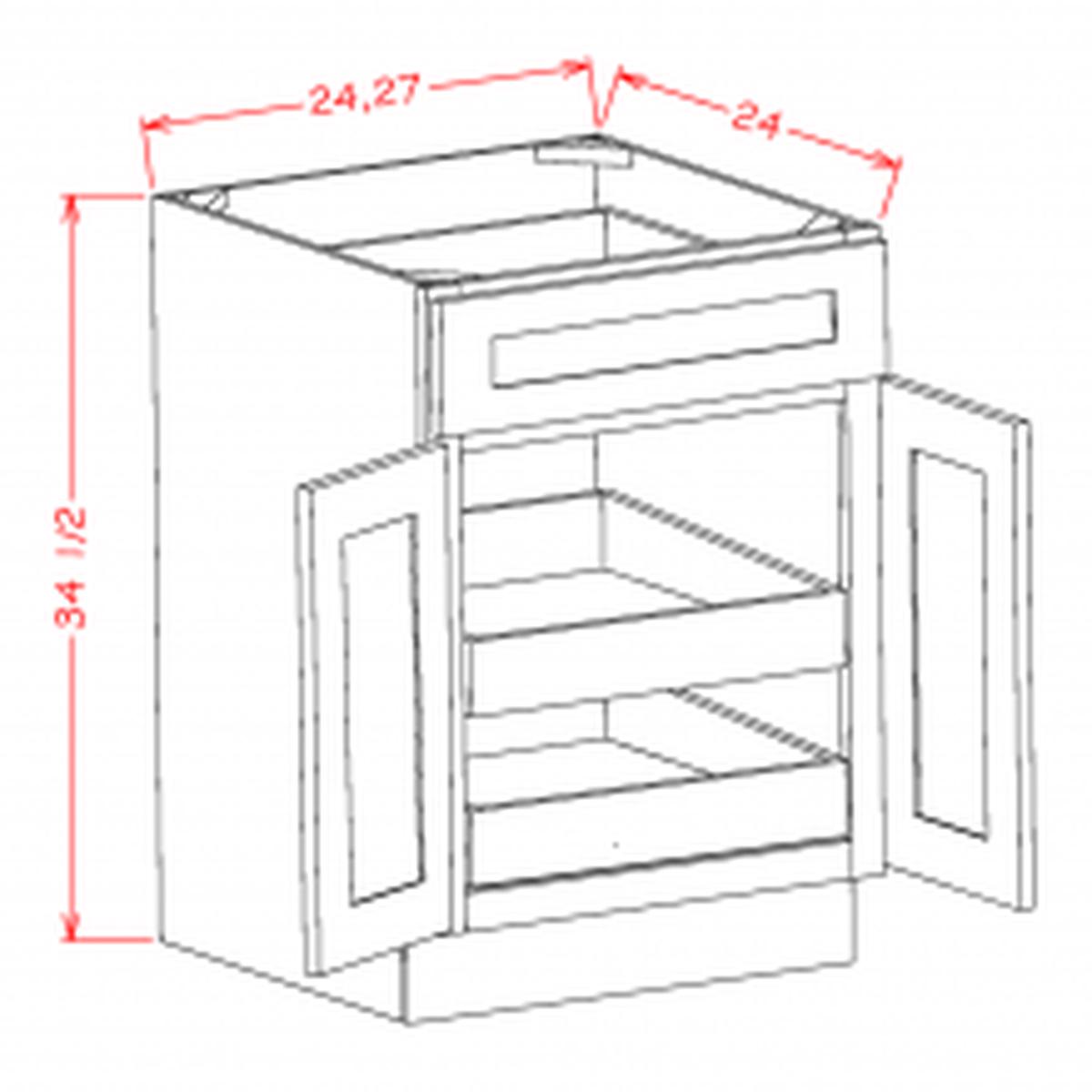 Torrance Dove 27″ Base Cabinet w/ 2 Rollout Shelves