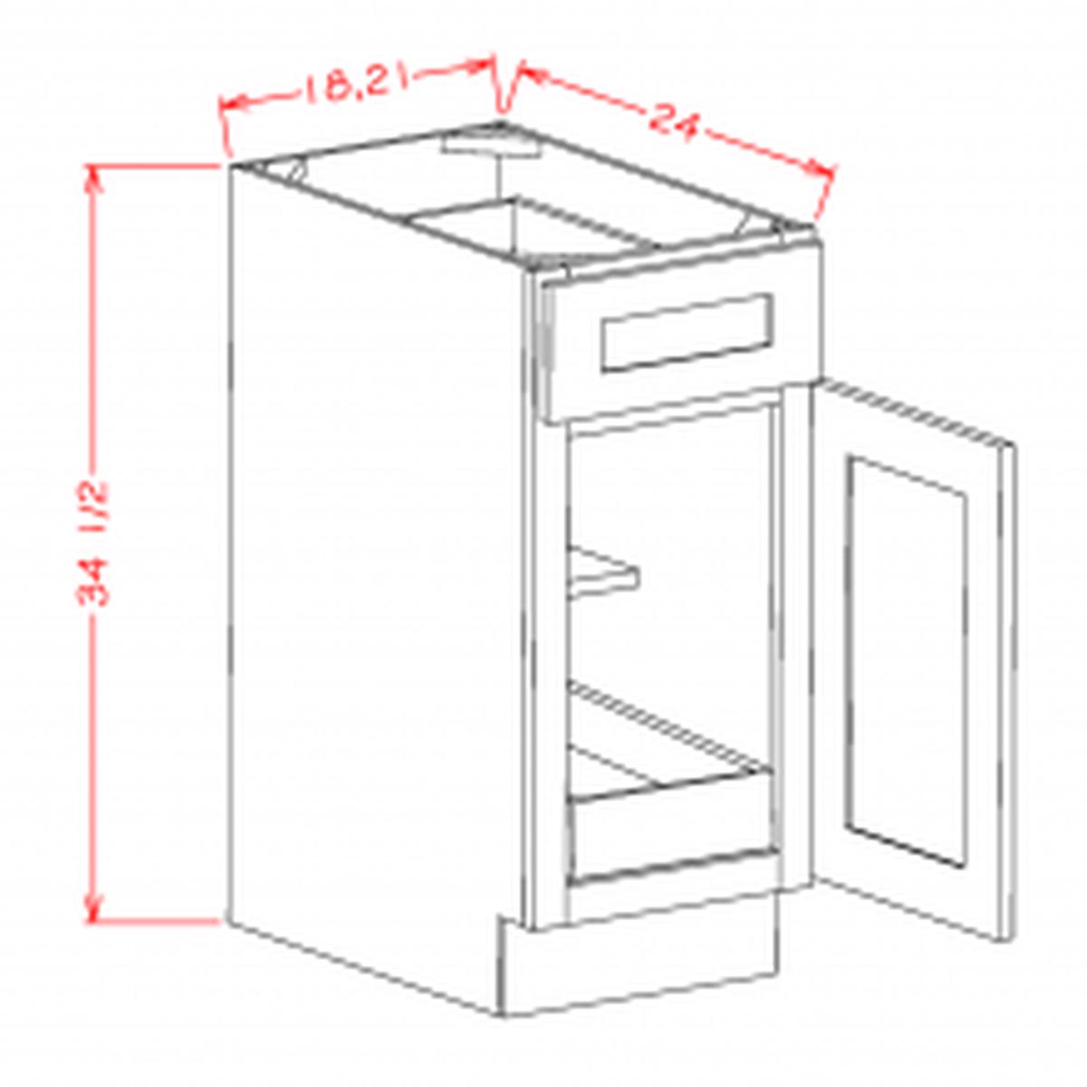 Torrance White 21″ Base Cabinet w/ 1 Rollout Shelf