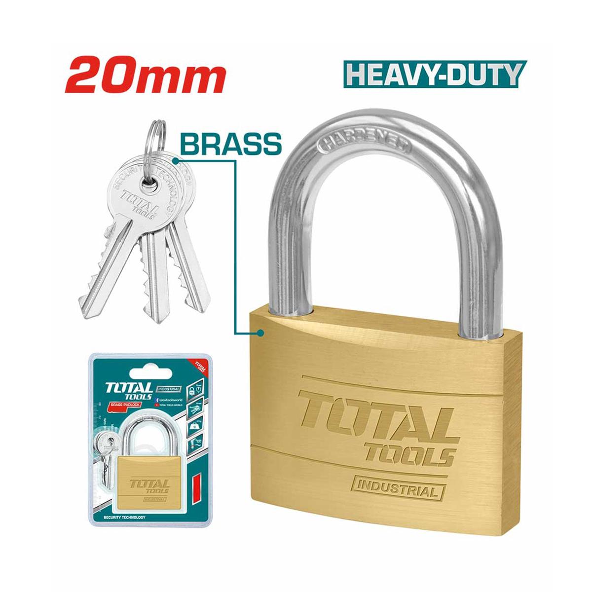 Total Heavy duty brass padlock 20mm