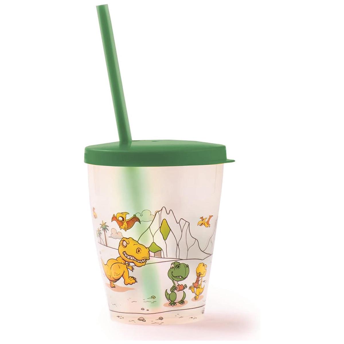 Tumbler 385Ml+ Flip Lid & Straw Dino