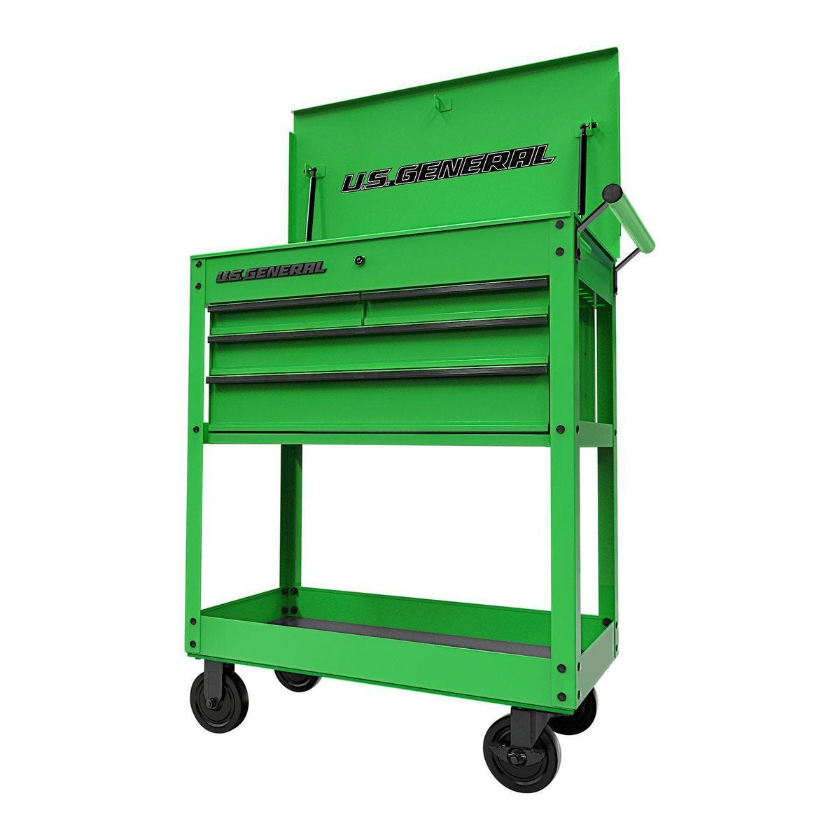 U.S. General 30 in. 4-Drawer Green Tech Cart
