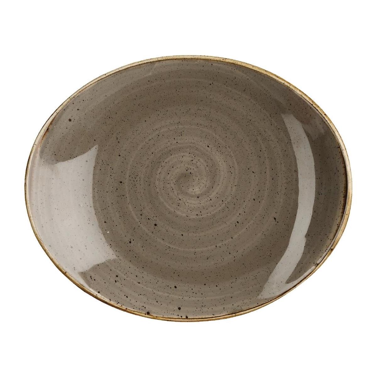 Churchill Stonecast Peppercorn Grey Oval Coupe Plate 192 x 160mm (192(W) x 160(D)mm / 7.5 x 6.25″. Peppercorn grey. Pack Quantity: 12) PAS-DT661