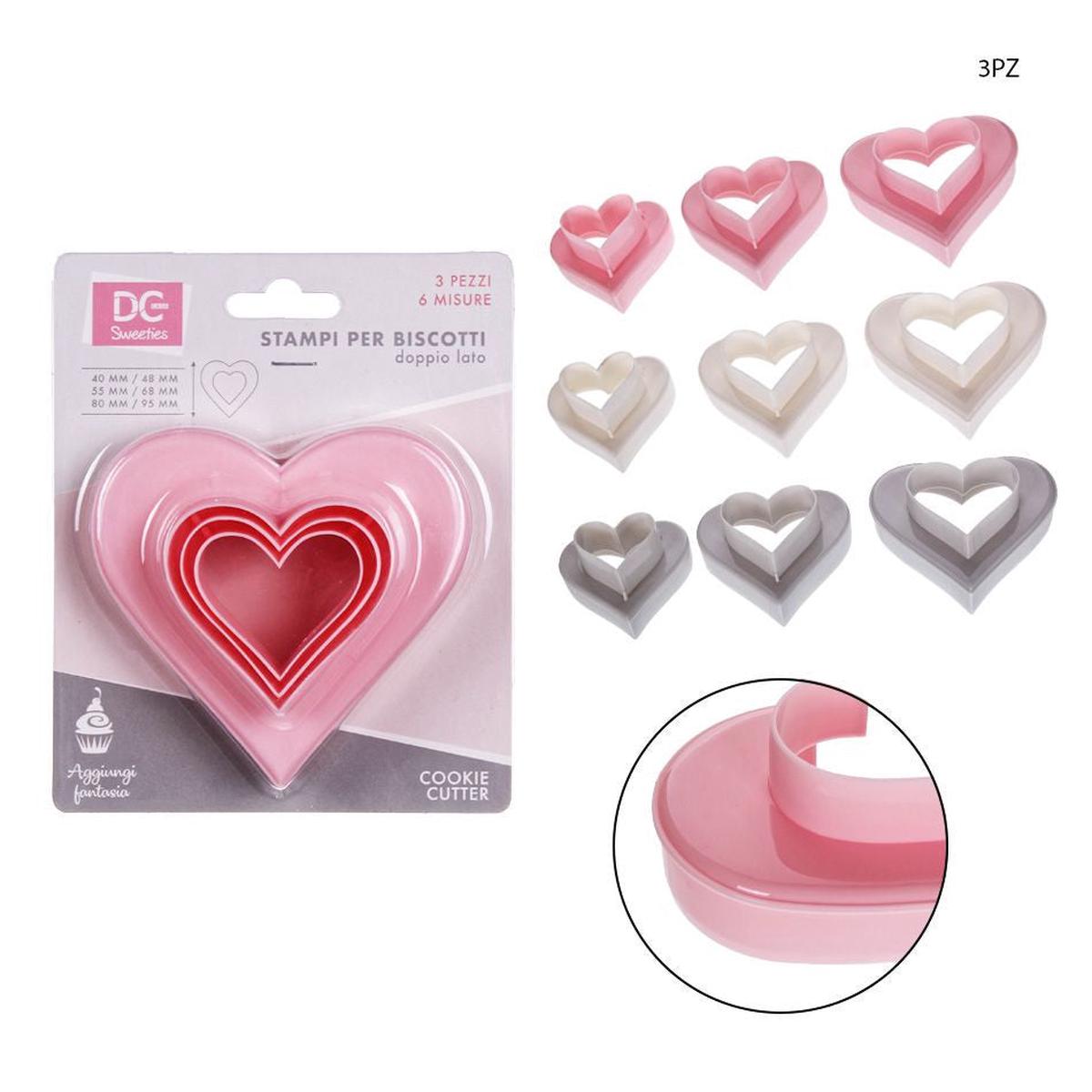 Dc Formine Dolci Plastica Cuore 3Pz Fucsia