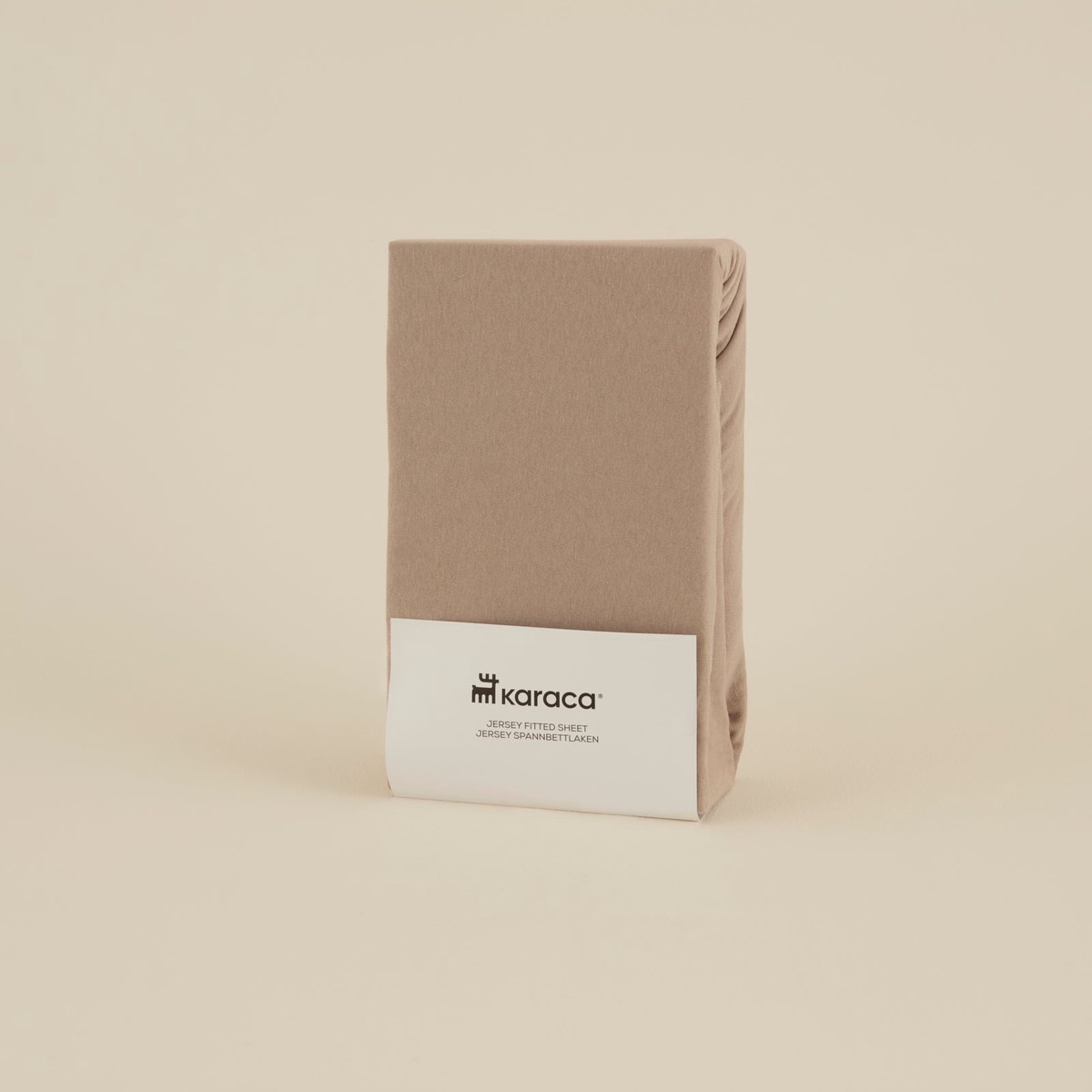 Karaca Home Jersey 100% Turkish Cotton Fitted Sheet, 160×200+30cm, Beige