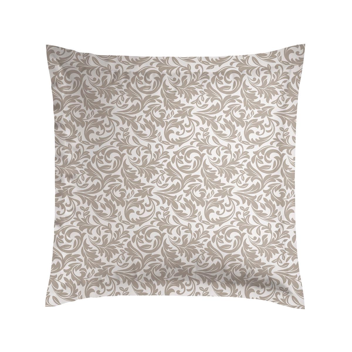 Pillowcase(s) cotton satin – Damask Floralia Taupe – 80 x 80 cm