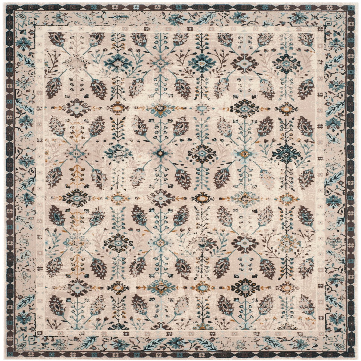 Safavieh Serenity Suzanni 5 x 8 Cream/Turquoise Indoor Floral/Botanical Area Rug
