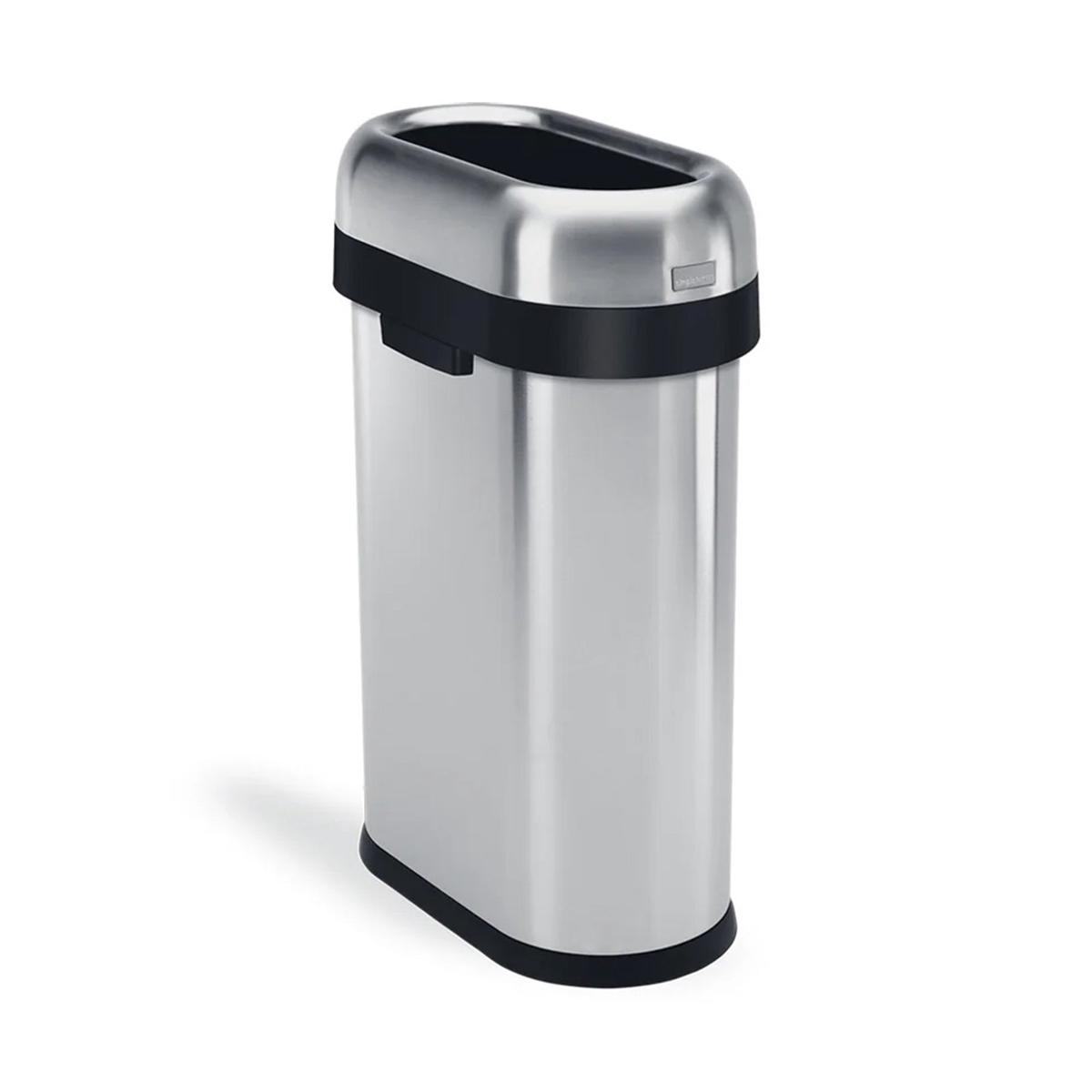 Slim Open Bin_Brushed Steel_50L