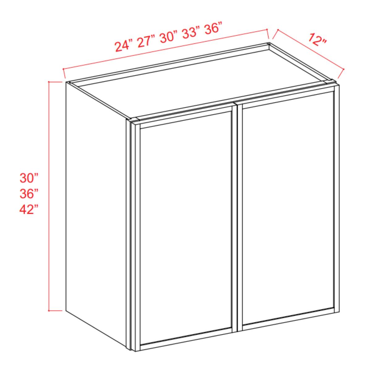 Slim Shaker Aberdeen Green Wall Cabinet – 27″W x 42″H x 12″D – 2D -3S