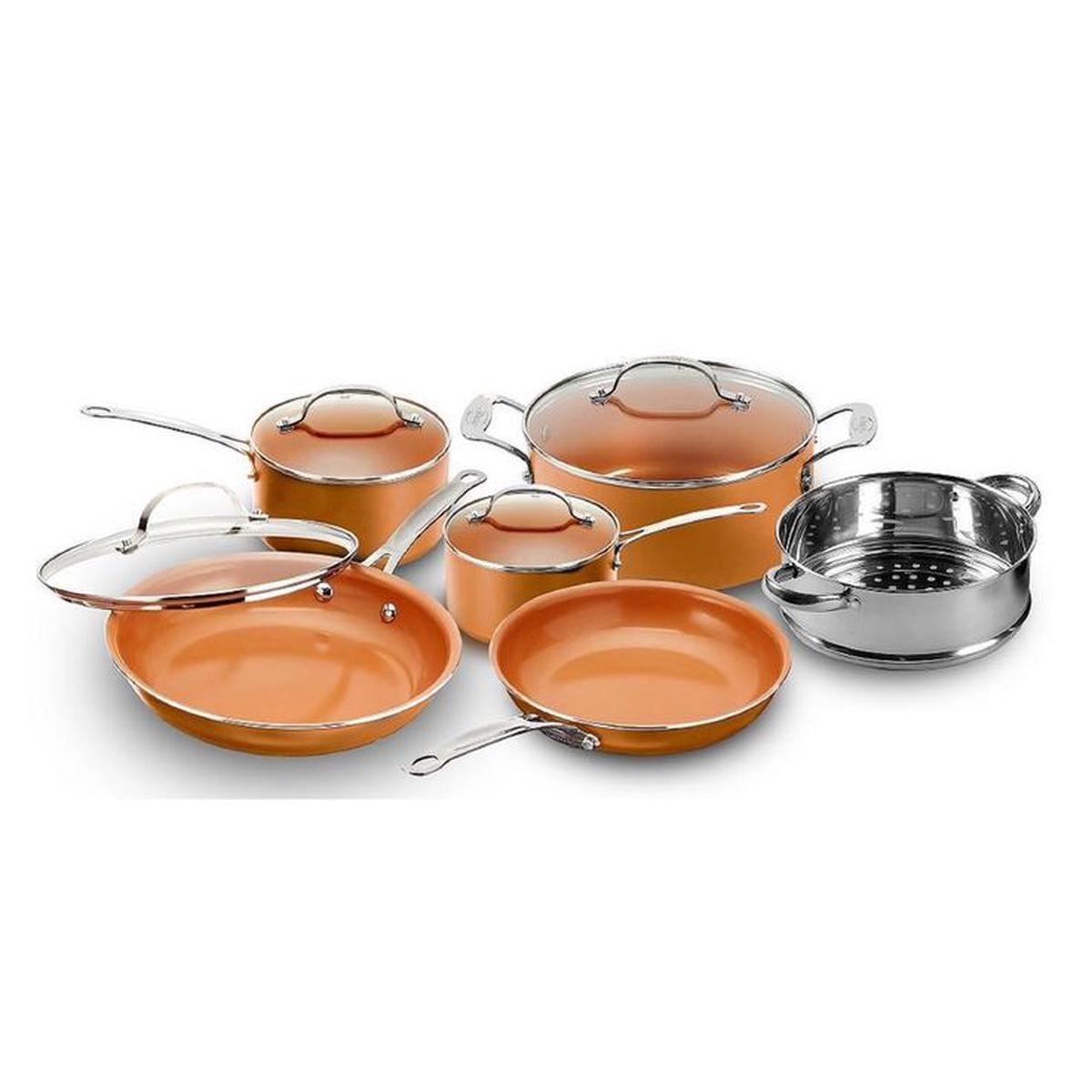 10-Piece Copper Non-Stick Ti-Ceramic Round Cookware Set with Lids