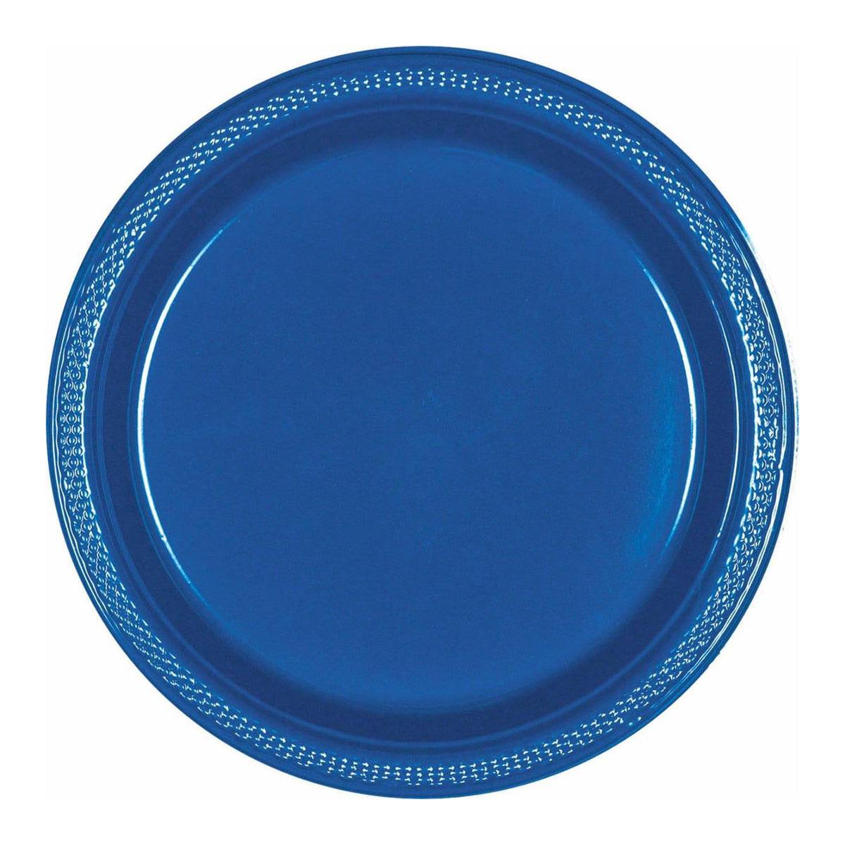 20Pcs Medium Plastic Plates Set - Blue