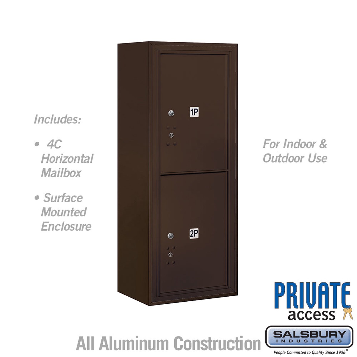 10 Door High Surface Mounted Parcel Locker with 2 Parcel Lockers in Bronze for Private Access