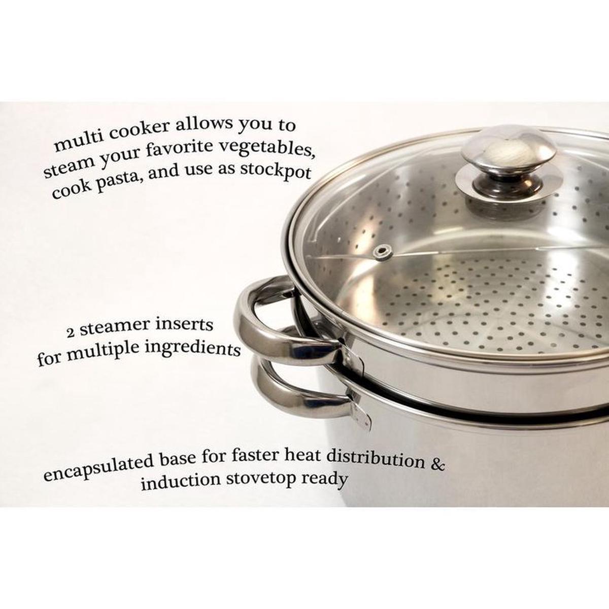 20 Qt. Professional 18/10 Stainless Steel Multi-Cooker with Lid (4-Piece)