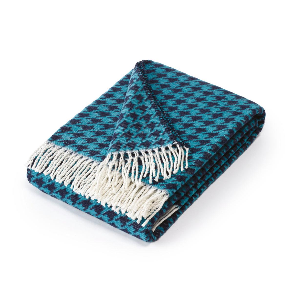 Woven plaid Pied de Poule Blue