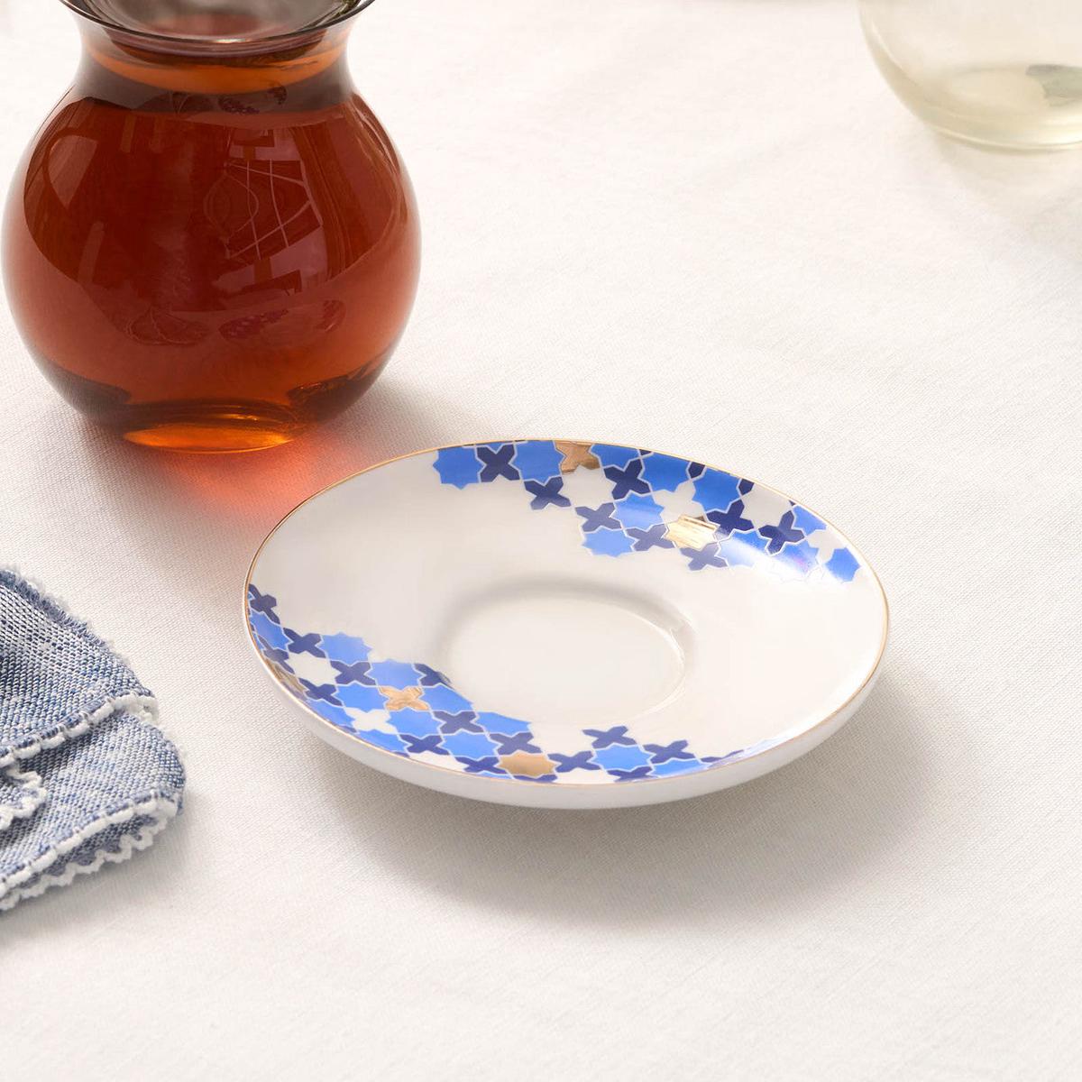x Refika'dan Tatlcan Selcuklu Porcelain Tea Plate, Blue White
