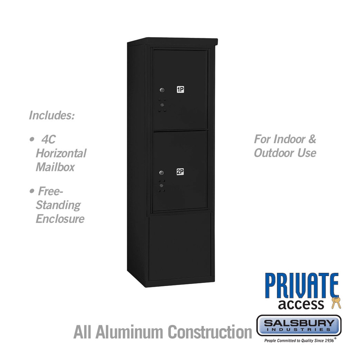 10 Door High Free-Standing 4C Horizontal Parcel Locker with 2 Parcel Lockers in Black with Private Access