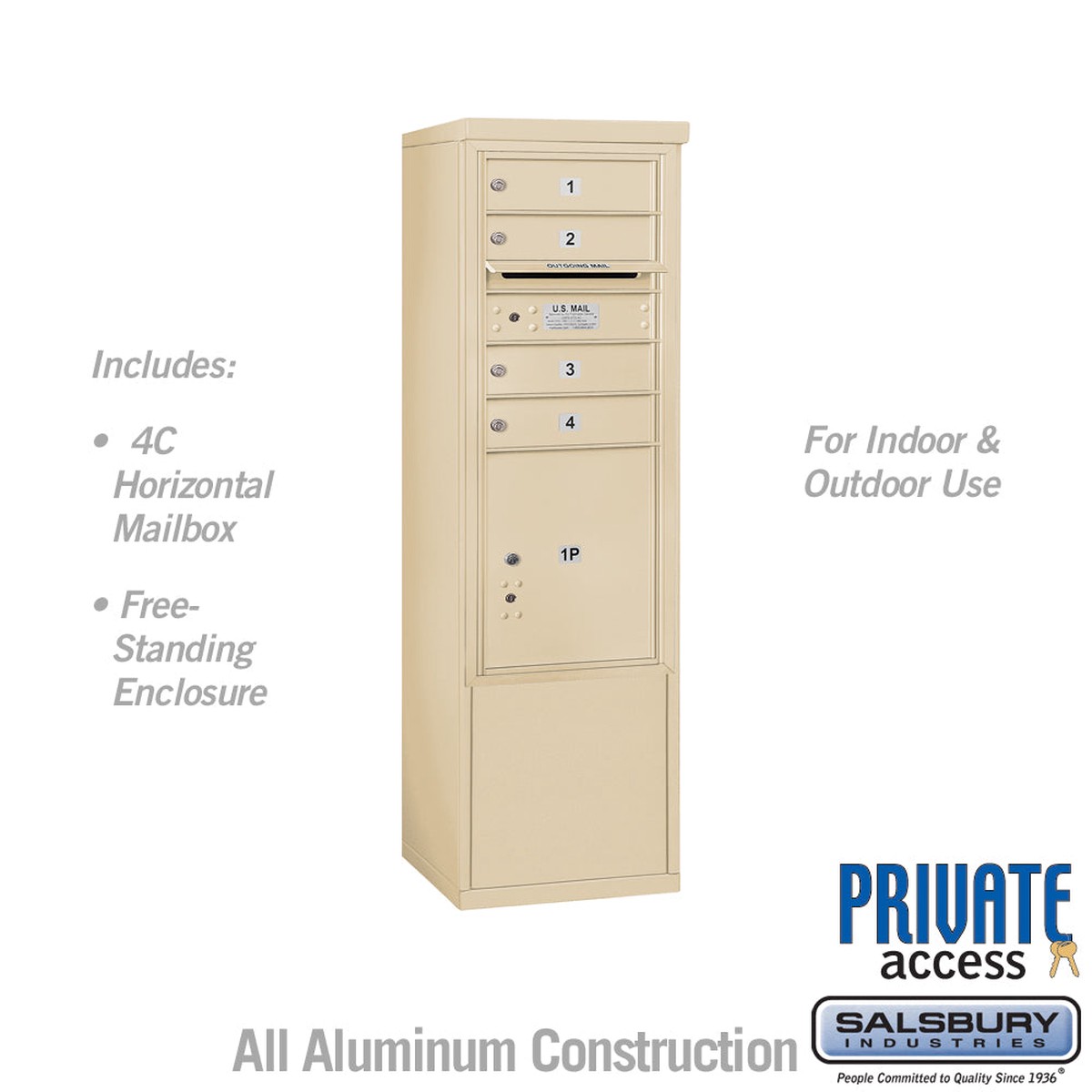10-Door Free-Standing Mailbox with Parcel Locker in Sandstone