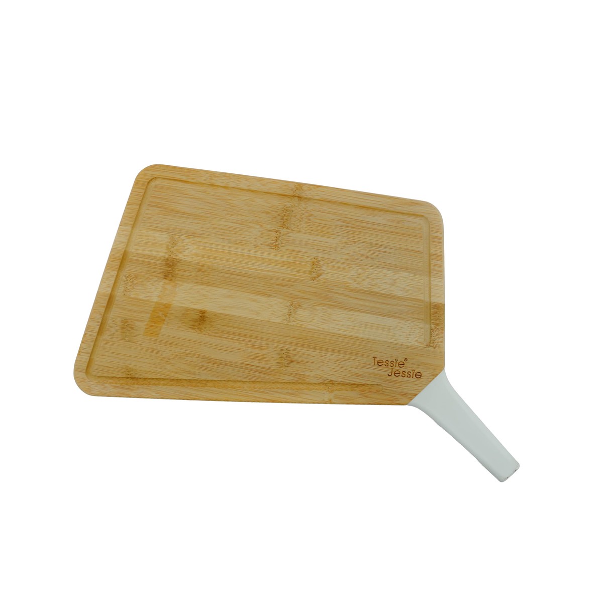23722-39 Cutting Board 42cm x 27.6cm x 3.3cm Bamboo with White Handle Grip