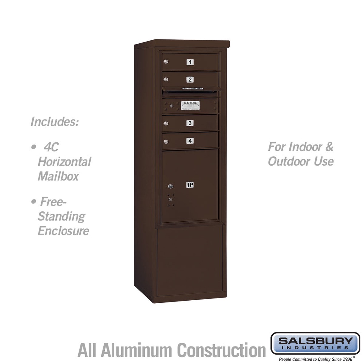 10-Door Free-Standing Bronze Mailbox with Parcel Locker and USPS Access
