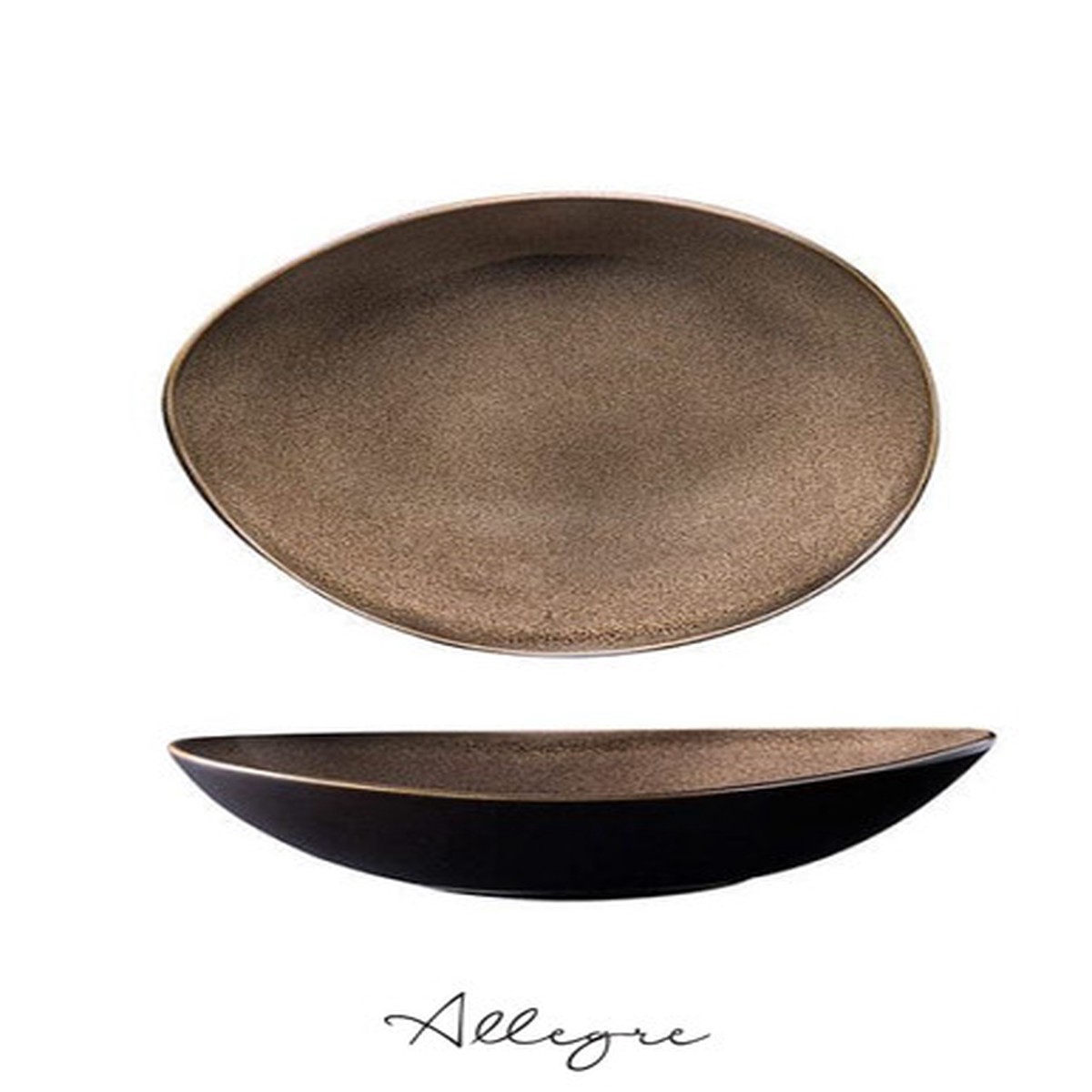 11 in. Ovalish Shallow Serving Bowl for 6 to 8 Persons - Rustic Chestnut