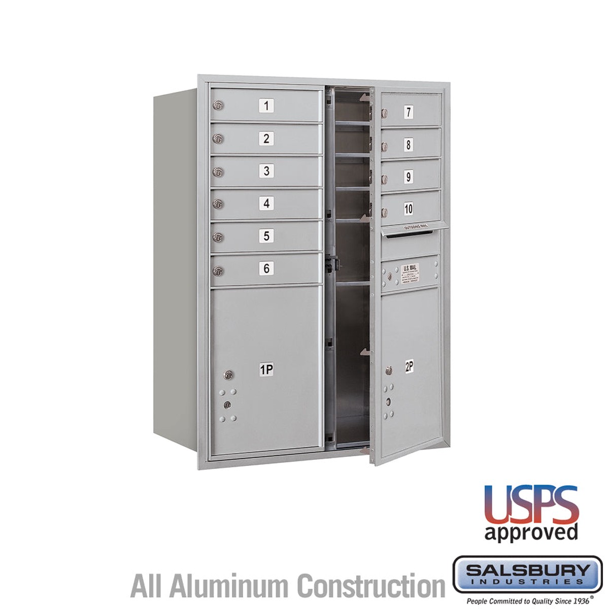 11-Door High Recessed Mounted 4C Horizontal Mailbox with Parcel Lockers - Front Loading