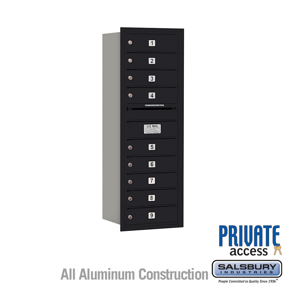 11 Door High Recessed Mounted 4C Horizontal Mailbox with Private Access - Rear Loading